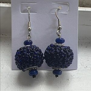 Chic Midnight Blue Beaded Earrings